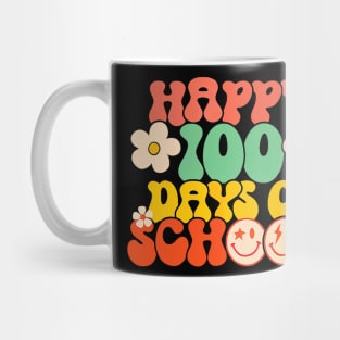 Happy 100th Day Of School Teacher Kids Retro Groovy 100 Days Mug